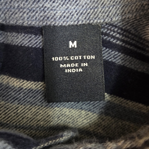 Chaps Blue Striped Flannel Men's Shirt Size Med - Picture 6 of 8